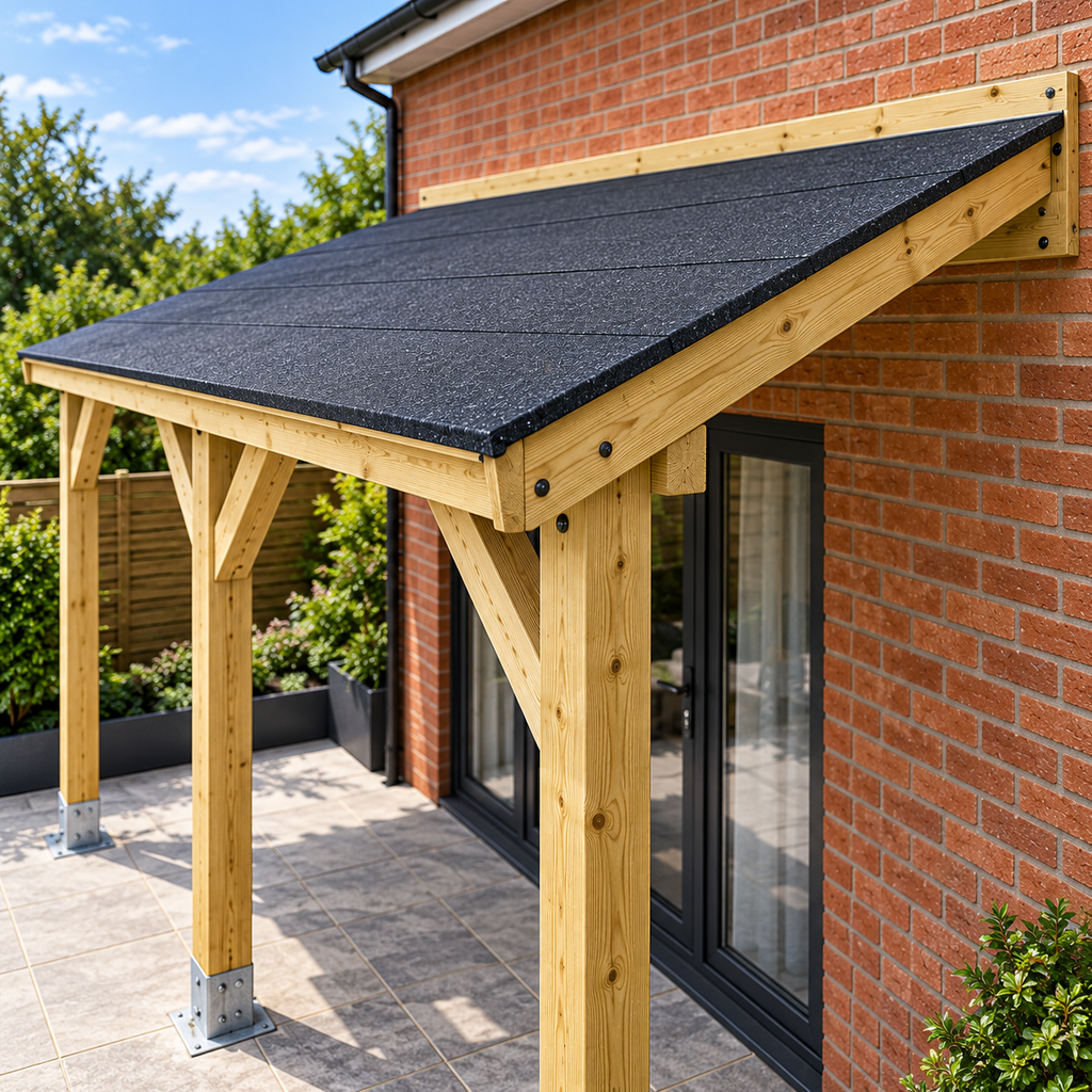 CAMBERWELL House Lean To Wooden Gazebo Wall Mounted 3m with Super Felt