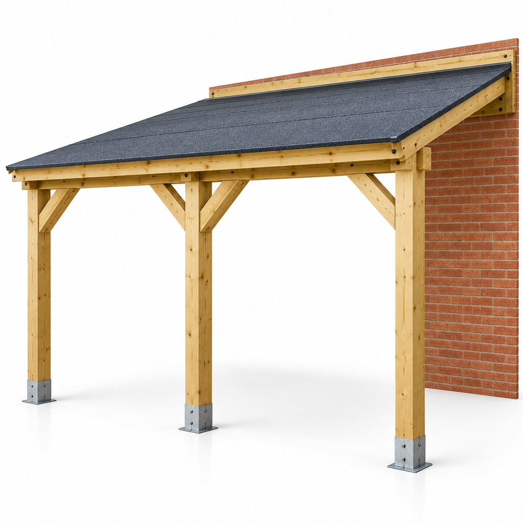 CAMBERWELL House Lean To Wooden Gazebo Wall Mounted 3m with Super Felt